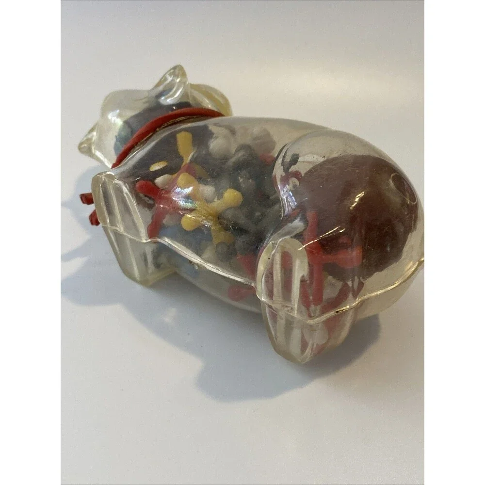 Vintage Plastic Piggy Bank Full Of Jacks Game 2 Bouncy Balls Pick Up Jacks Old
